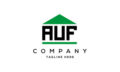 AUF three letters house for real estate logo design