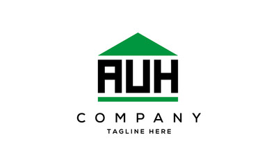 AUH three letters house for real estate logo design