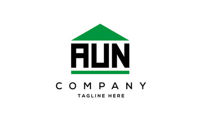 AUN three letters house for real estate logo design