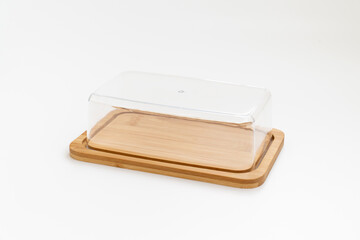 dishes for butter and cheese. small wooden cutting board with lid.