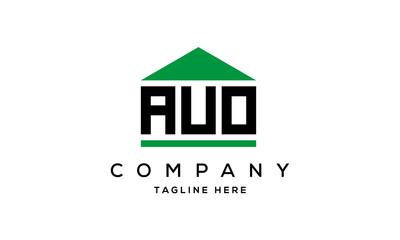AUO three letters house for real estate logo design