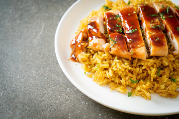 grilled sweet and chilli chicken with curry rice
