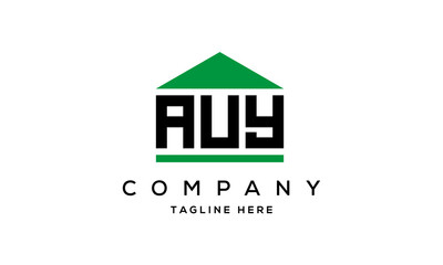 AUY three letters house for real estate logo design