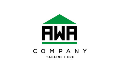 AWA three letters house for real estate logo design - obrazy, fototapety, plakaty