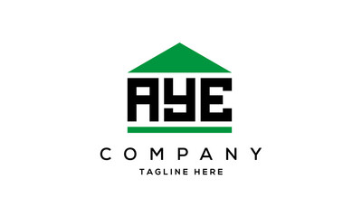 AYE three letters house for real estate logo design