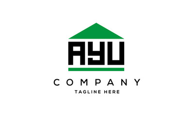 AYU three letters house for real estate logo design