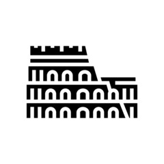 coliseum arena ancient rome building glyph icon vector. coliseum arena ancient rome building sign. isolated contour symbol black illustration