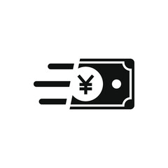 Fast yuan cash. Quick money transfer icon flat style isolated on white background. Vector illustration
