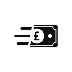 Fast pound cash. Quick money transfer icon flat style isolated on white background. Vector illustration
