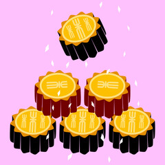 moon cake illustration of a cake with chocolate