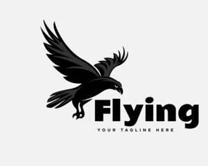 silhouette eagle falcon hawk flying logo template illustration inspiration