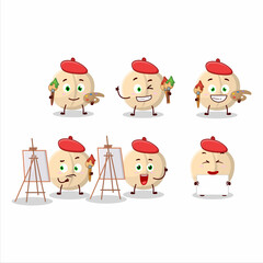 Artistic Artist of macadamia cartoon character painting with a brush