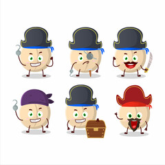 Cartoon character of macadamia with various pirates emoticons