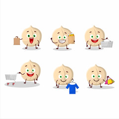 A Rich macadamia mascot design style going shopping