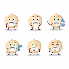 A picture of macadamia cartoon design style keep staying healthy during a pandemic