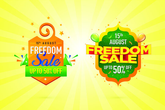 15th August Indian Independence Day concept sale logo, sale Sign, Sale Symbols Vector festival illustration, Sale offer