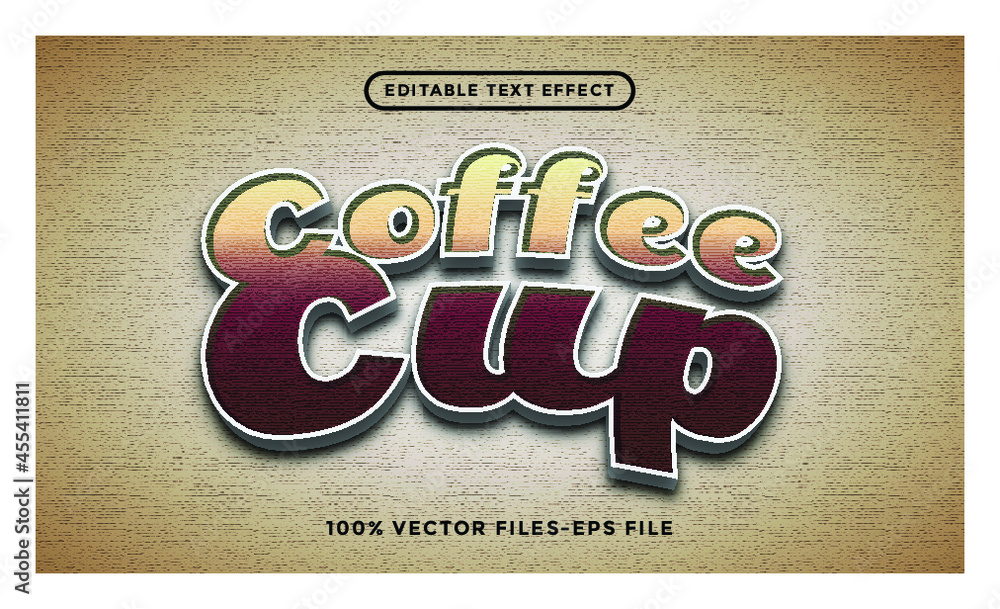 Wall mural coffee cup editable text effect premium vectors