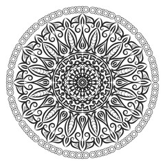 Circular pattern in the form of mandala with flower for henna mandala tattoo decoration