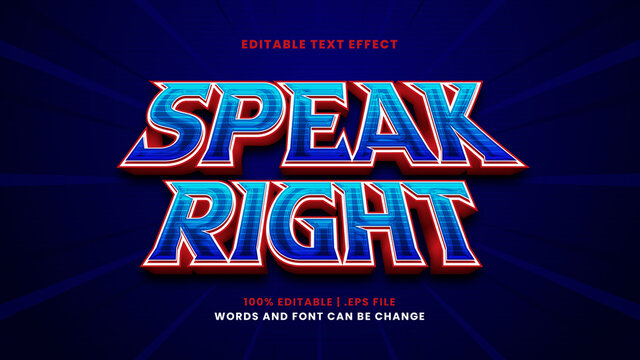 Speak right editable text effect in modern 3d style