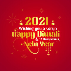 Fototapeta na wymiar Happy Diwali 2021, dark red background, Modern calligraphy, Vector festival illustration, greeting card, postcard, invitation template, New year 2021