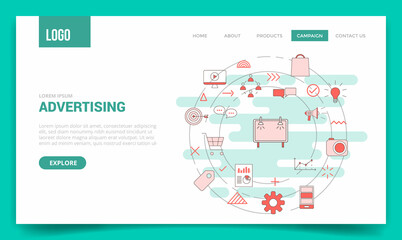 business advertising concept with circle icon for website template or landing page homepage