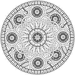 mehndi flower decorative ornament in ethnic oriental style, doodle ornament, outline hand draw.
