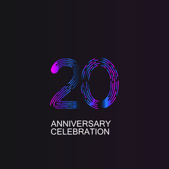 20 ANNIVERSARY CELEBRATION VECTOR DESIGN TEMPLATE ILLUSTRATION