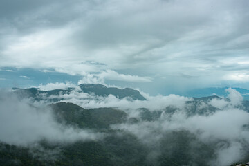 mountains with clouds in a tropical forest