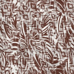 Seamless two tone hand drawn brushed effect pattern swatch. High quality illustration. Collage of minimal drawings arranged in a seamless pattern for print with fabric texture overlay. Rough scribble.