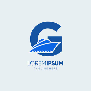 Letter G Ship Logo Design Vector Icon Graphic Illustration Emblem Background Template