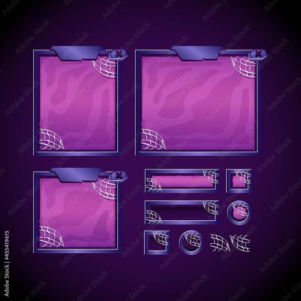 Aufkleber scary halloween game ui kit template with board pop up and button
