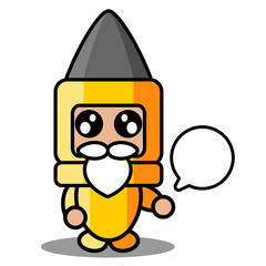 vector cartoon character cute gun bullet doodle mascot costume with chat bubble
