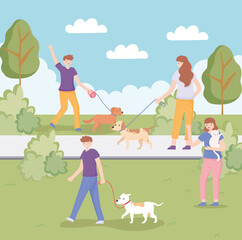 people walk with pets