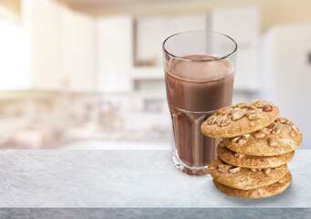 Tasty cookies or cakes on the wooden desk, tasty dessert