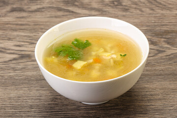 Tasty chicken soup with carrot