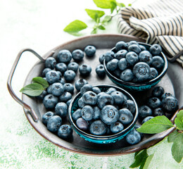 Blueberries on wooden background