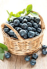 Blueberries on wooden background