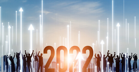 2022年ビジネス向け新年イメージ　成長する人々　年賀状