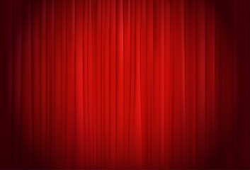 Red curtain in theatre. Vector background