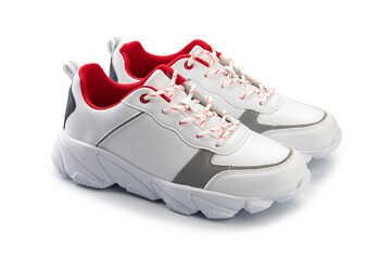 two walking sneakers isolated on white background