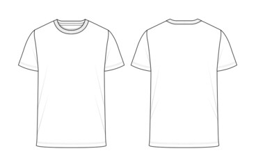 Short sleeve Round neck Vector T-shirt Artwork for Tech-pack [ Color: White ]