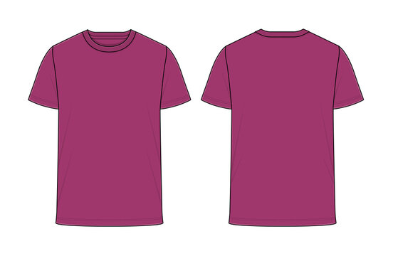 Short sleeve Round neck Vector T-shirt Artwork for Tech-pack [ Color: Orchid Flower]