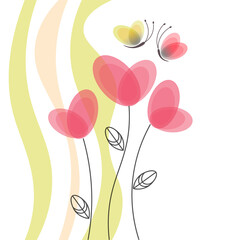 flowers butterfly abstraction print t-shirt postcard invitation