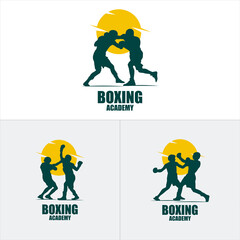 Boxing club labels set vector vintage illustration