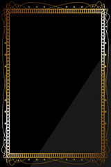 高級感のあるビンテージ背景　長方形　縦　ブラック＆ゴールド