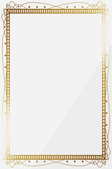 高級感のあるビンテージ背景　長方形　縦　ホワイト＆ゴールド