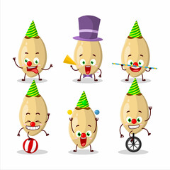 Cartoon character of pine nuts with various circus shows