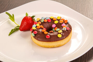 Glaze cundy donut with chocolate