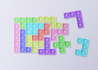 Pop it puzzle. Isolated on a white background. Realistic vector 3D illustration