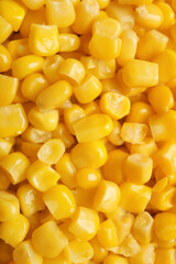 Canned corn kernels as background, closeup